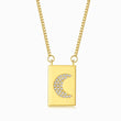 Load image into Gallery viewer, Jeweled Moon Gold Square Pendant Necklace
