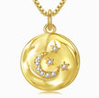 Load image into Gallery viewer, Moon and Stars Gold plated Coin Necklace on a white background

