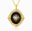 Load image into Gallery viewer, pendant of Oval Star of David Black Gold Necklace on a white background
