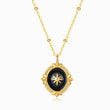 Load image into Gallery viewer, Oval Star of David Black Gold Necklace on a white background
