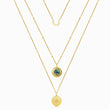 Load image into Gallery viewer, Multi-layered Star of David Emerald Necklace on a white background
