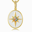 Load image into Gallery viewer, pendant of Multicolored Star of David  Gold Oval Pendant Necklace on a white background
