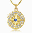 Load image into Gallery viewer, pendant of Jeweled Blue Star of David Gold Coin Necklace on a white background
