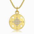 Load image into Gallery viewer, Compass Gold Coin Necklace on a white background
