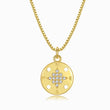 Load image into Gallery viewer, Compass Gold Coin Necklace on a white background
