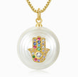 Load image into Gallery viewer, Round Multicolored Hamsa Hand Pendant
