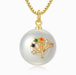 Load image into Gallery viewer, Multicolored Tree of Life Pearl Pendant gold plated Necklace in a white background
