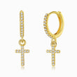 Load image into Gallery viewer, Jeweled Cross Gold plated Earrings
