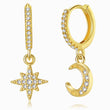 Load image into Gallery viewer, Jeweled Moon and Shine Gold Earrings
