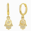 Load image into Gallery viewer, White Stone Spoked Hamsa Hand Earrings
