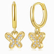 Load image into Gallery viewer, Jeweled Butterfly Gold Earrings in a white background
