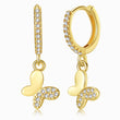 Load image into Gallery viewer, Half Butterfly Gold Earrings in a white background
