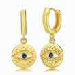 Load image into Gallery viewer, Blue Evil Eye Medallion Earrings
