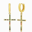 Load image into Gallery viewer, Multicolored Cross Gold Earrings in a white background

