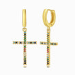 Load image into Gallery viewer, Multicolored Cross Gold plated Earrings in a white background
