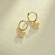 Load image into Gallery viewer, Jeweled Butterfly Gold Earrings placed on top of piece of paper
