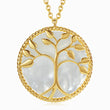 Load image into Gallery viewer, Round Tree of Life Pearl Gold plated Necklace in a white background
