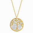 Load image into Gallery viewer, Round Tree of Life Pearl Gold Necklace
