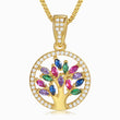 Load image into Gallery viewer, Round Multicolored Leaves Tree of Life gold plated Necklace
