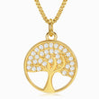 Load image into Gallery viewer, Crystal and Gold Tree of Life Pendant Gold plated Necklace in a white background
