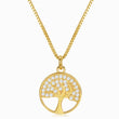 Load image into Gallery viewer, Crystal and Gold Tree of Life Pendant Necklace in a white background
