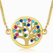 Load image into Gallery viewer, Round Multicolored Tree of Life Necklace in a white background
