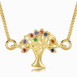 Load image into Gallery viewer, Multicolored Tree of Life Pendant  gold plated Necklace in a white background
