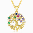 Load image into Gallery viewer, Multicolored Tree of Life and Roots Pendant  gold Necklace in a white background
