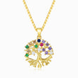 Load image into Gallery viewer, Multicolored Tree of Life and Roots Pendant Necklace in a white background
