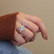 Load image into Gallery viewer, Until We Meet Again Butterfly Silver Plated Fidget Ring worn on the ring finger by a model on her right hand
