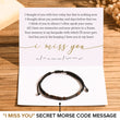 Load image into Gallery viewer, I Miss You Memorial Morse Code Bracelet on a personalized message card
