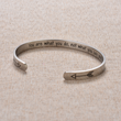 Load image into Gallery viewer, Motivational message for friend printed on a silver plated cuff bracelet
