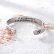 Load image into Gallery viewer, &quot;I am so proud of you&quot; silver bracelet placed on top of sand
