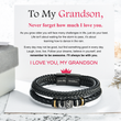 Load image into Gallery viewer, I Love You My Grandson Double Row Bracelet on top of a SVANA Design message card
