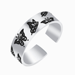 Load image into Gallery viewer, Memorial silver plated ring with butterfly print in a white background
