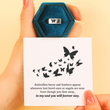 Load image into Gallery viewer, Memorial silver plated ring with butterfly print together with message card

