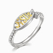Load image into Gallery viewer, To My Daughter, Life with Jesus is Better silver plated Ichthus Adjustable Ring on a white background
