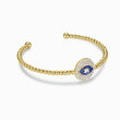 Load image into Gallery viewer, Pave Blue Evil Eye Beaded Bangle
