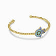 Load image into Gallery viewer, Pave Blue Hamsa Hand Beaded Bangle
