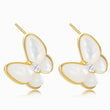 Load image into Gallery viewer, White Pearl Butterfly Earrings Studs in a white background
