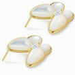 Load image into Gallery viewer, White Pearl Butterfly Earrings gold plated Studs in a white background
