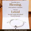 Load image into Gallery viewer, Photo Projection Memorial Bracelet on a printed message card
