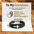 Load image into Gallery viewer, To My Grandson Pray Through It Leather Cross Bracelet on a SVANA Design message card
