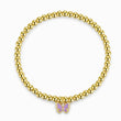 Load image into Gallery viewer, Purple Butterfly Gold plated Charm Bracelet in a white background
