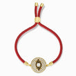 Load image into Gallery viewer, Red String Bracelet with a Black Evil Eye round charm

