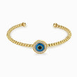 Load image into Gallery viewer, Round Shaped Blue Evil Eye Gold Beaded Bangle
