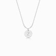 Load image into Gallery viewer, Silver disc pendant with engraved initial on silver necklace on white background
