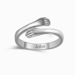 Load image into Gallery viewer, Personalized Family Hug Silver Ring on a white background
