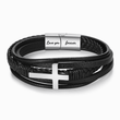 Load image into Gallery viewer, The Day I Lost You Leather Cross Bracelet with silver cross and clasp on a white background
