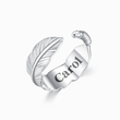 Load image into Gallery viewer, personalized Silver plated plume ring with name &quot;carol&quot; printed
